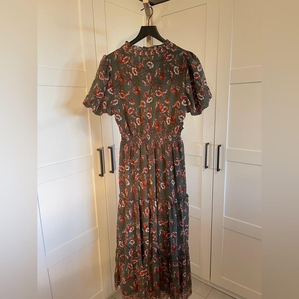 NWT Max Studio Olive Floral Midi Dress - Picture 5 of 7